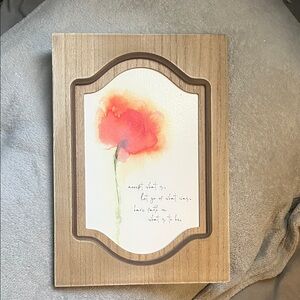 Wooden Frame with Red Floral Art
